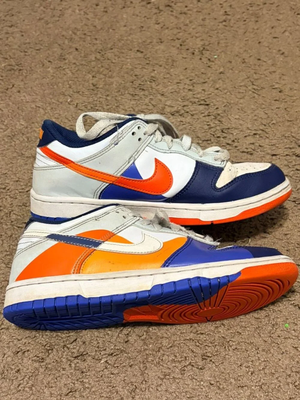 Nike Dunk Low SE Upside Down (GS) White Silver Navy Sneakers Size 6Y Womens 7.5
